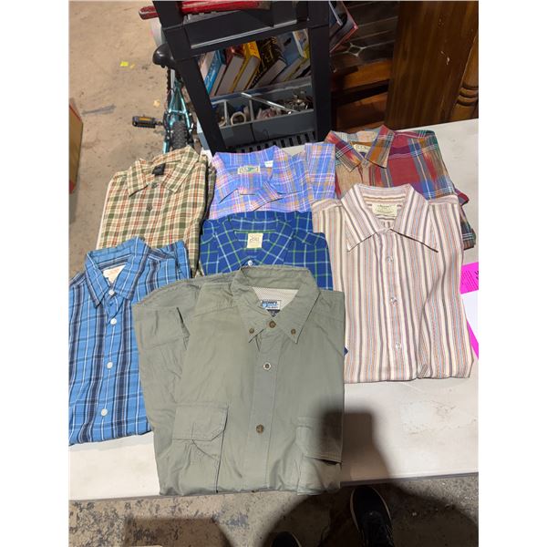 Men's shirts, size medium/large L. L. BEAN, and other brands.