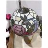 Image 3 : stained glass table lamps features a vibrant dragonfly and floral c with a bronze-toned base