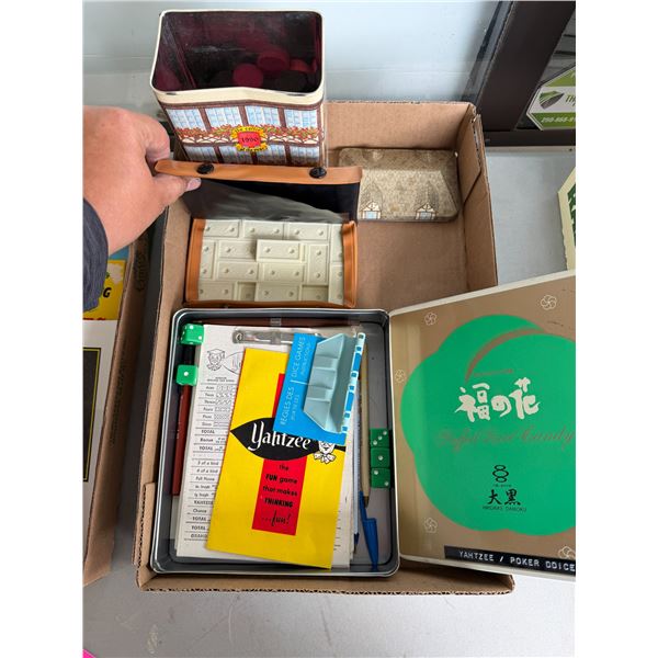 Yahtzee dominoes and checker pieces