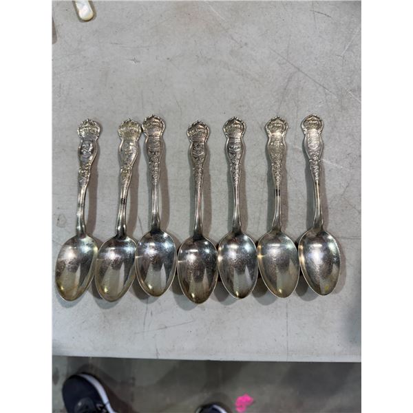 vintage WM Rogers & Son AA silverplated souvenir state spoons featuring crown tops.