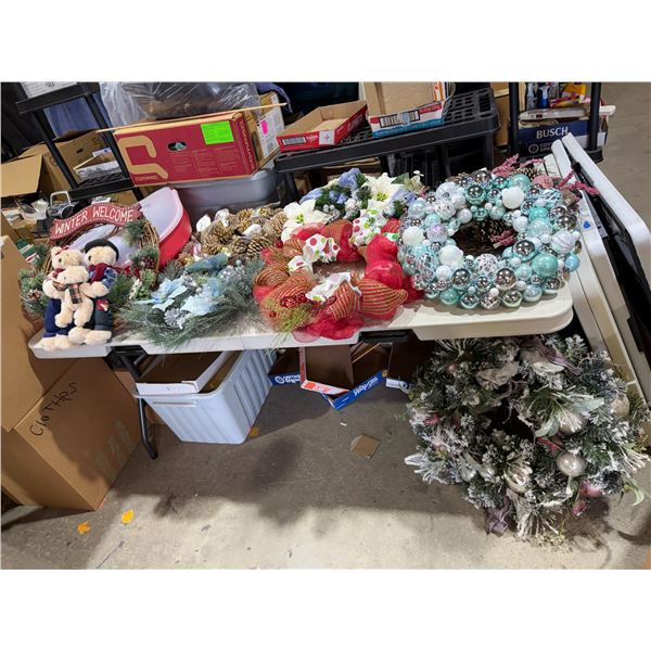 Christmas wreaths and wreath holder