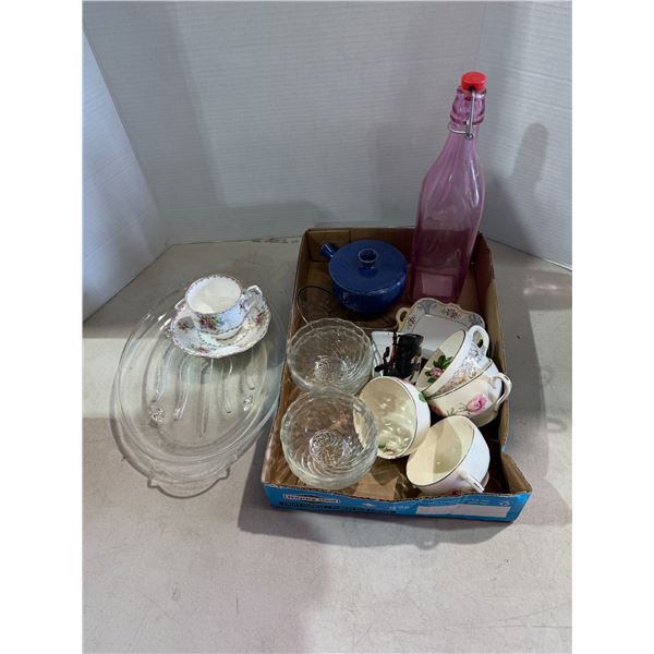 Tea, cups, and other items