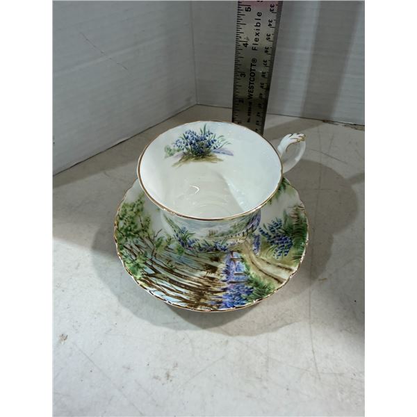 Royal Albert blue BELL Wood, tea cup, and saucer