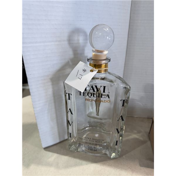 TAVI tequila bottle with image in stopper