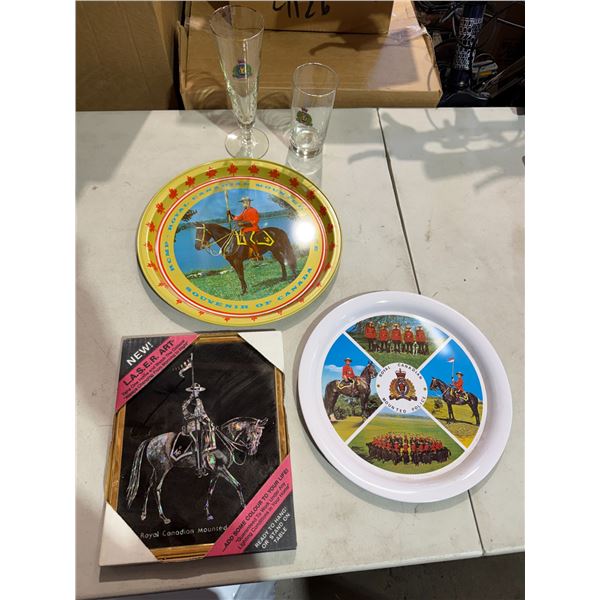 Royal Canadian mounted police trays and glasses et