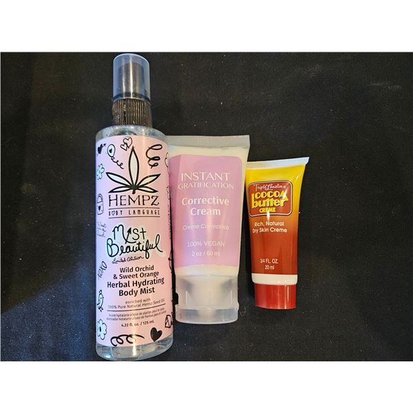 Body mist, corrective cream & lotion