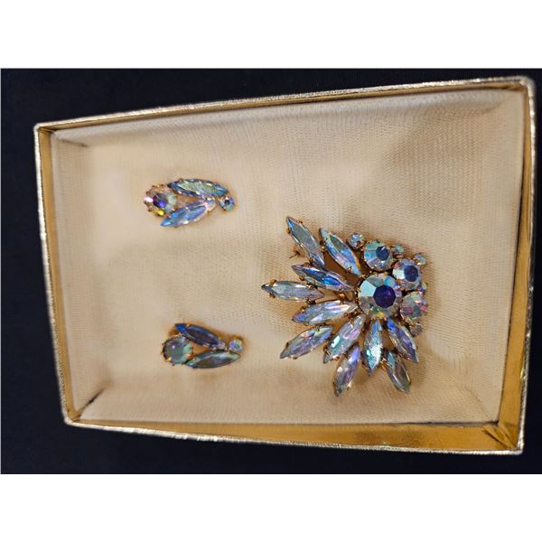 Clip on earrings and matching brooch