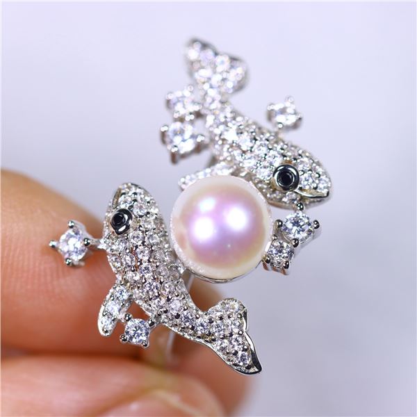 6.37 ct Certified Silver Pearl gemstone Ring ($3,811 Appraisal)