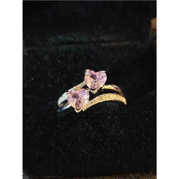 1.0tcw pink double heart earrings