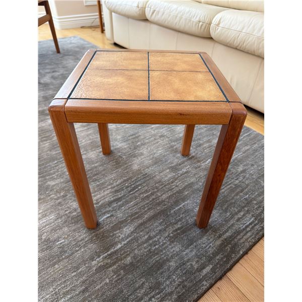 teak and tile side table 14.5x14.5x15 made in Denmark