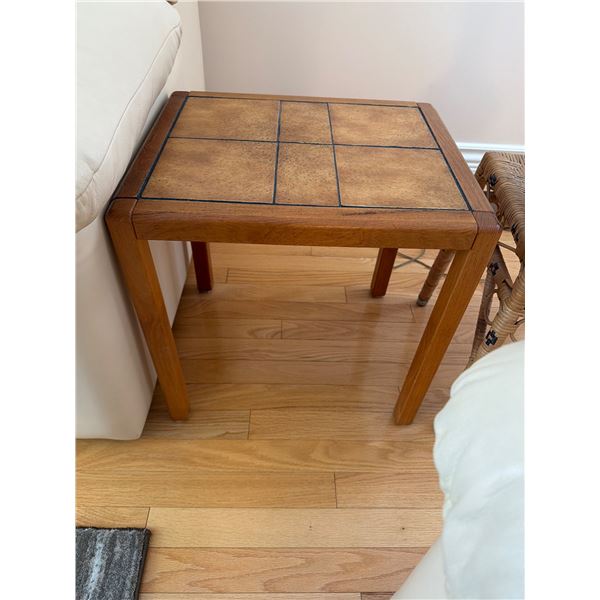 teak  & tile side table Made in Denmark 17.5x14.5x17.5
