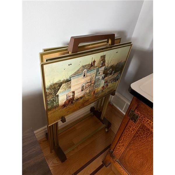 Vintage TV tables on stand
