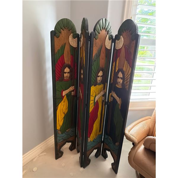 Carved panel screen divider