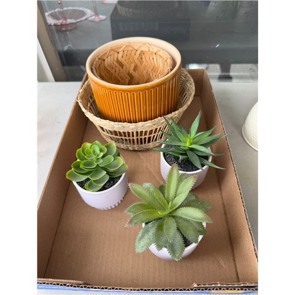 Artificial plants and basket