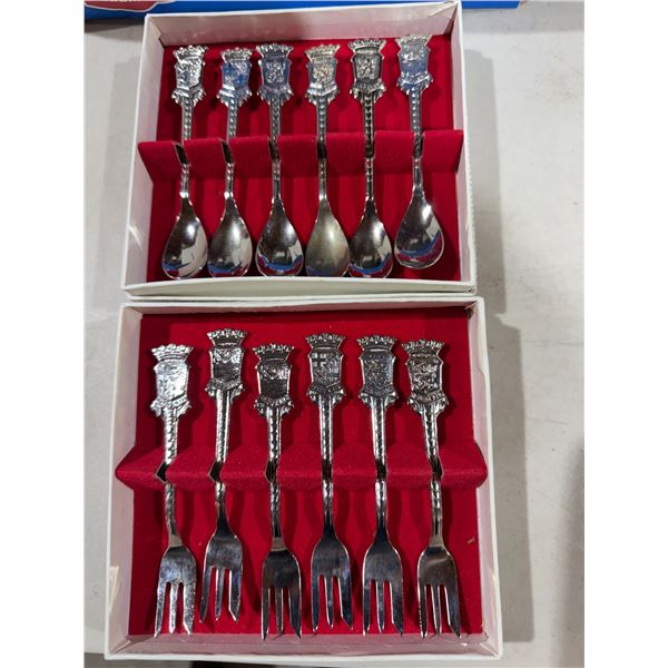 vintage Dutch souvenir spoons and forks likely date from the 1950s to the 1970s and feature provinci