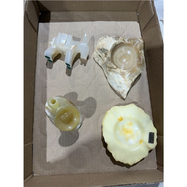Alabaster ashtray, and other home decor