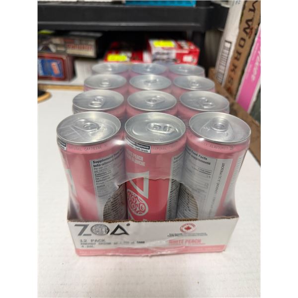ZOA White Peach energy drinks