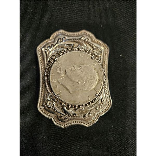 USA 1972 $1 coin belt buckle