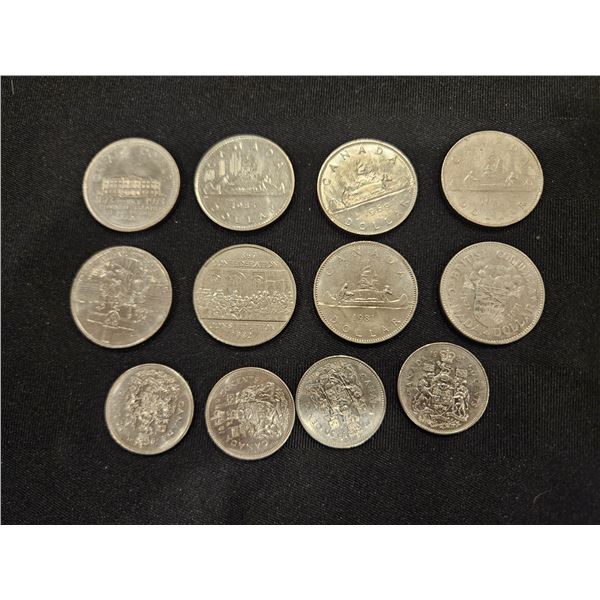 8x Canada $1 & 4x Canada 50cent coins