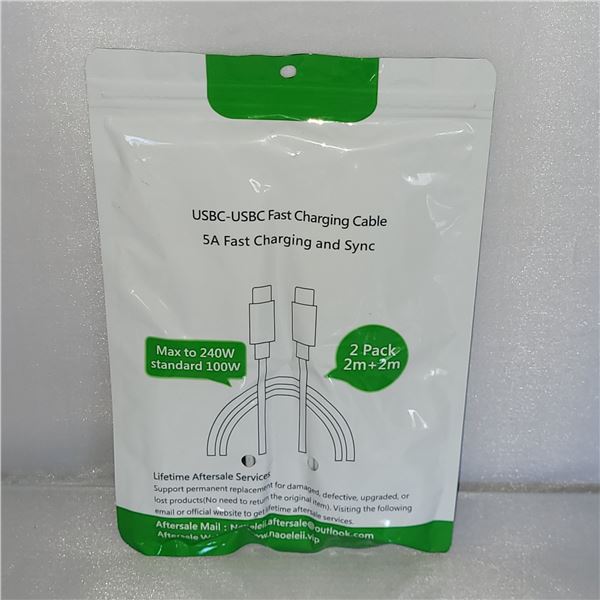 Usb-C To Usb-C Fast Charging Cable 100 Watts Twin Pack