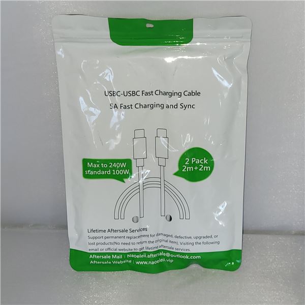 Usb-C To Usb-C Fast Charging Cable 100 Watts Twin Pack