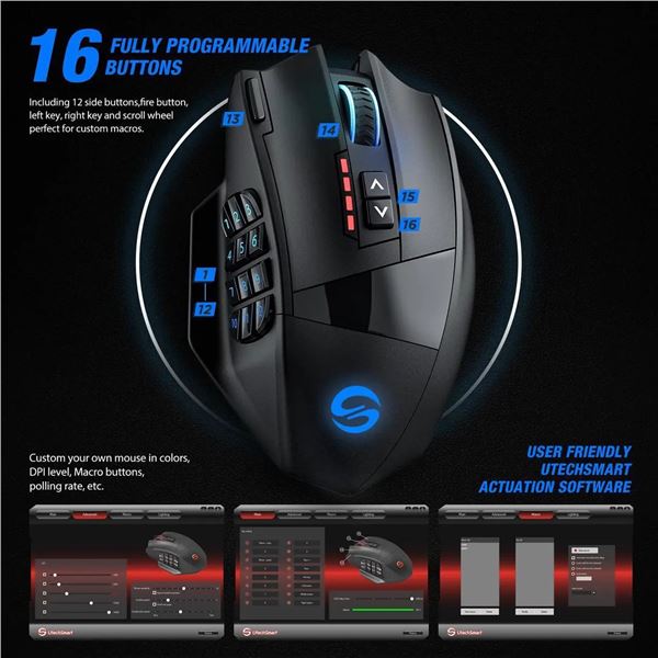 Venus Pro Gaming Mouse 16000 DPI with 16 Programable Buttons