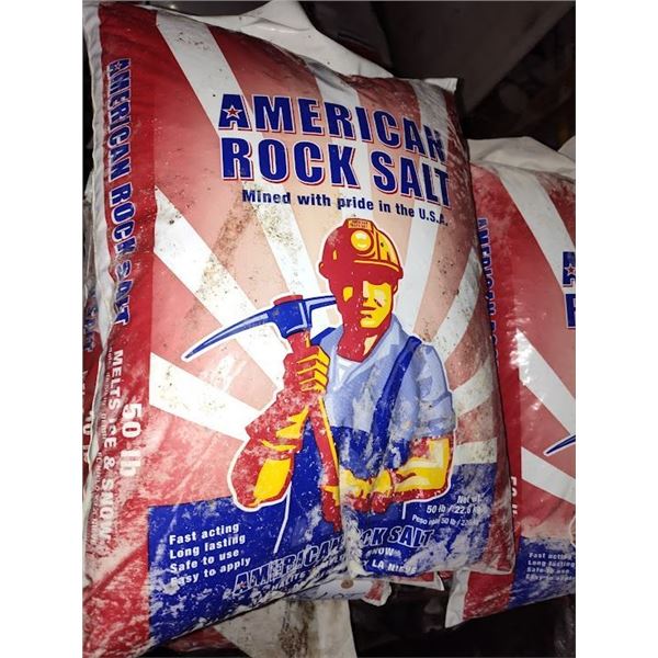 PALLET OF AMERICAN ROCK SALT AND OTHER ASSORTED ITEMS