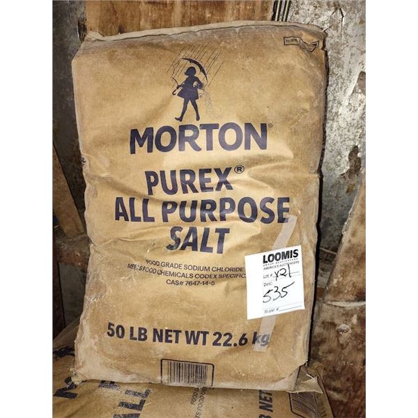 MORTON PUREX ALL PURPOSE SALT, EACH BAG IS 50LB