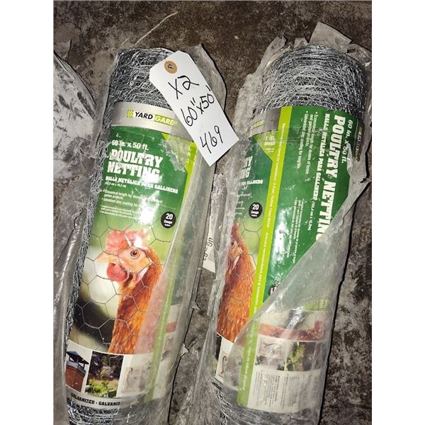 NEW WIRE POULTRY NETTING 60" X 50 FT (20 GAUGE)