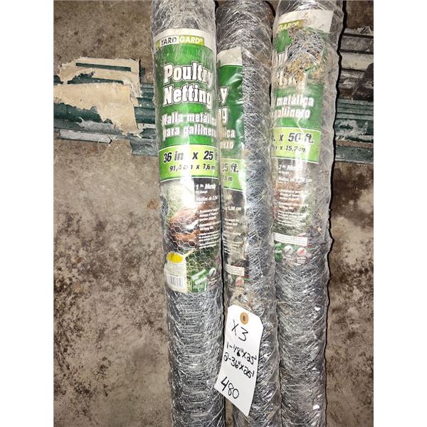 NEW ASSORTED 25 FT POULTRY NETTING