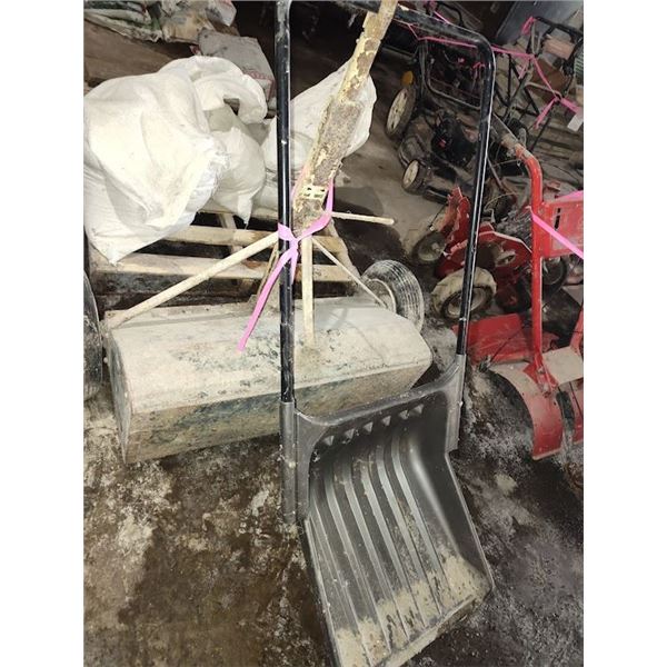 PULL BEHIND FERTILIZER /SEEDER & SNOW PUSHER