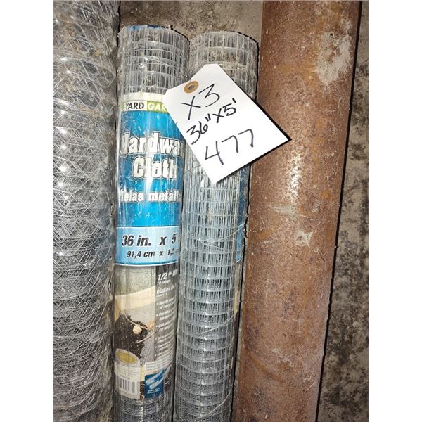 NEW ASSORTED 36" BY 5FT METAL NETTING