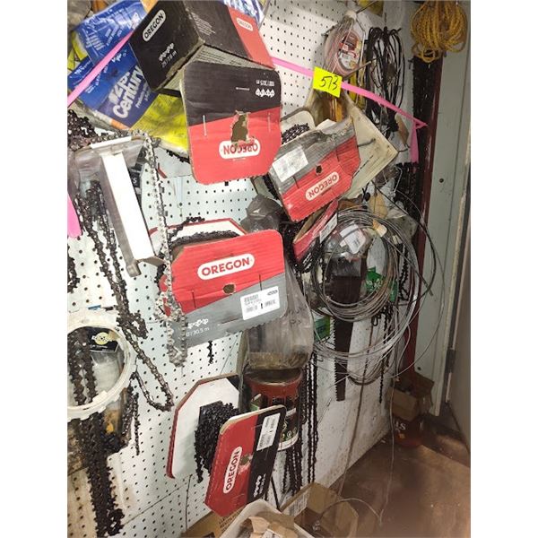 BUNDLE LOT OF NEW OREGON REPLACEMENT CHAINS , WIRE, AND PARTIAL SPOOLS