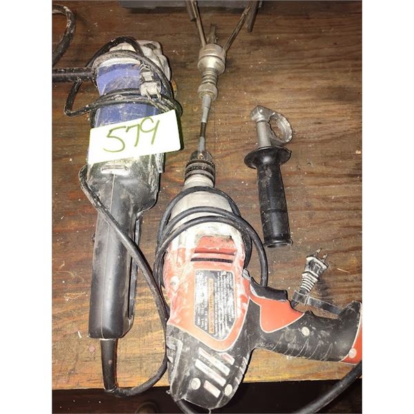 SET OF 3 TOOL BUNDLE GRINDER, DRILL WITH ATTACHMENT TOOL (ALL RUN)