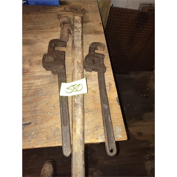 SET OF 3 VINTAGE PIPE WRENCHES