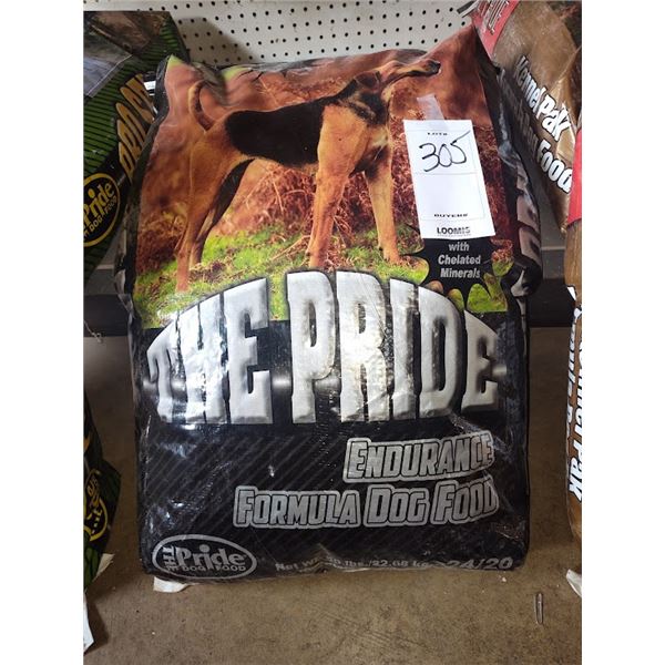 THE PRIDE ENDURANCE FORMULA DOG FOOD/ BAG IS 50LBS