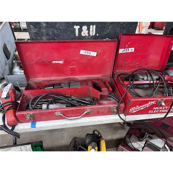 SET OF 3 MILWAUKEE HEAVY DUTY DRILL, CONCRETE DRILL, AND PORTABLE GRINDER
