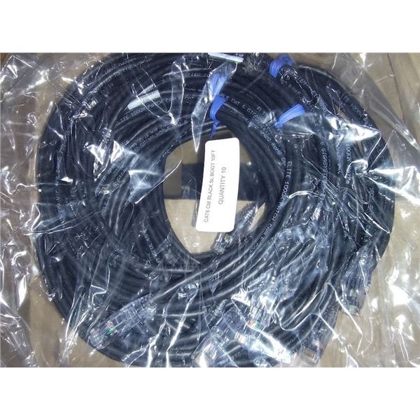 NEW CAT 6 BLK SL BOOTS 10 FT/ BID BY THE  PK OF 10