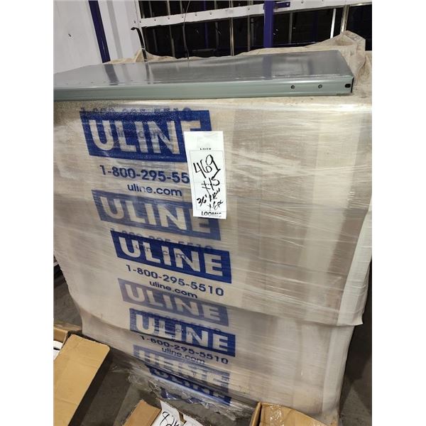NEW ULINE 36" X 18 " COATED METAL SHELVING (6 SHELF PACK/W BARS) SOLD BY THE UNIT SHOWING )  MSR $24
