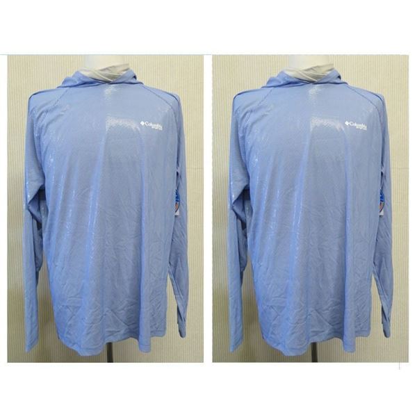 Qty 2 Men's Size XL Terminal Deflector Zero Hoodie SPF 50, Vivid Blue