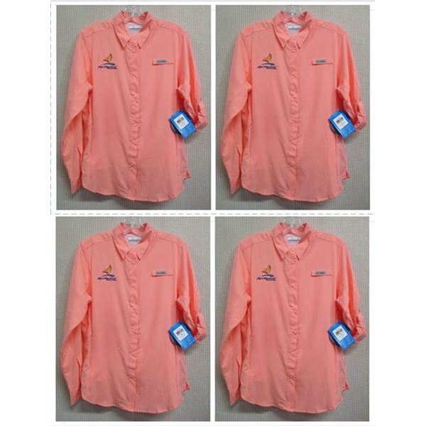 Qty 4 Women's Size L Tamiami II Long Sleeve Pink Shirts
