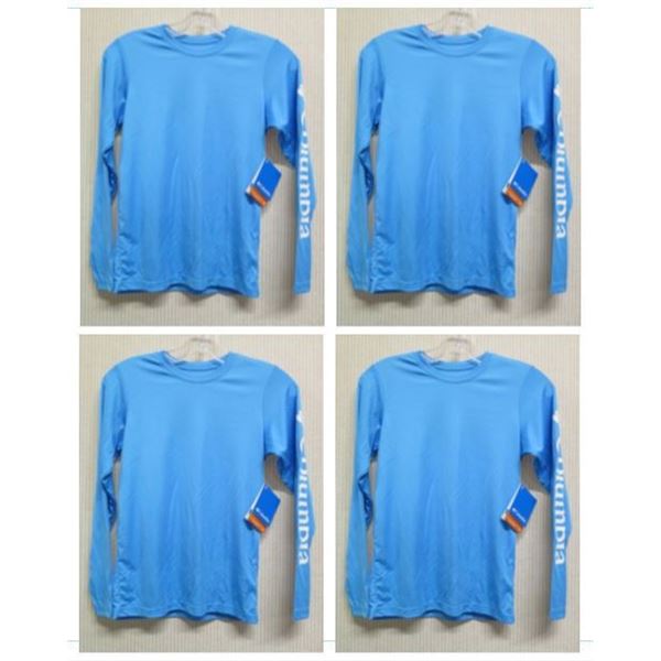Qty 4 Youth Size S Terminal Tackle Long Sleeve Shirt, Lt. Blue
