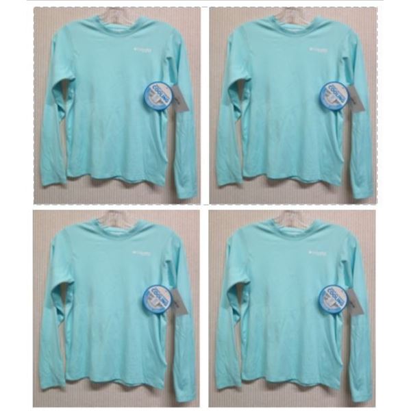 Qty 4 Youth Size S PFG Gulf Stream Blue Shirts