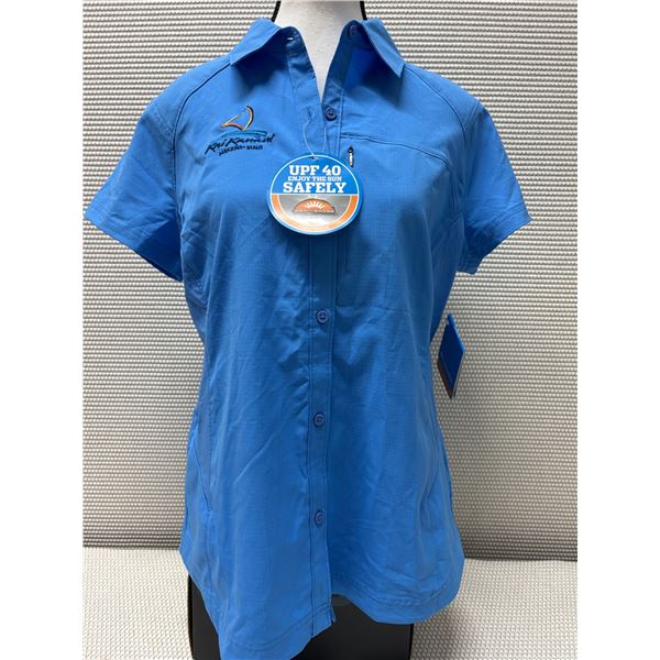 Women's Size L Blue Silver Ridge Short Sleeve Shirt