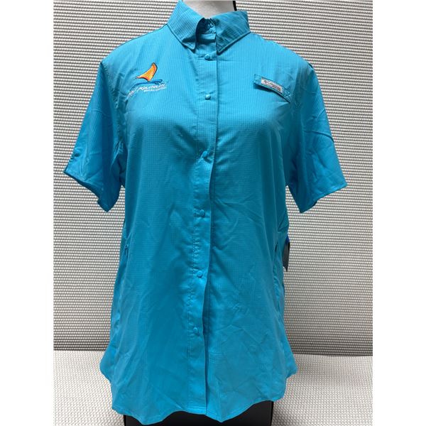 Women's Size M Turquoise Blue Tamiami II Short Sleeve Shirt