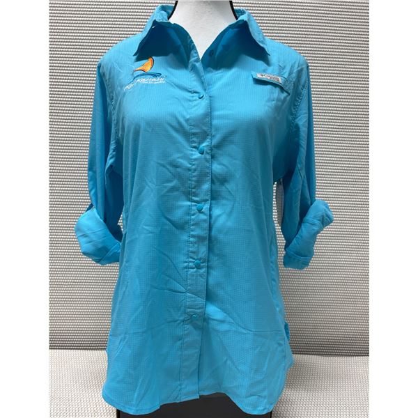Women's Size M Turquoise Blue Tamiami II Atoll Long Sleeve Shirt