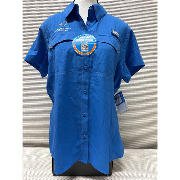 Women's Size L Lo Drag Deep Blue Short Sleeve Shirt