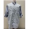 Image 1 : Men's Size S Super Tamiami Blue Grid-Pattern Long Sleeve Button-Up Shirt