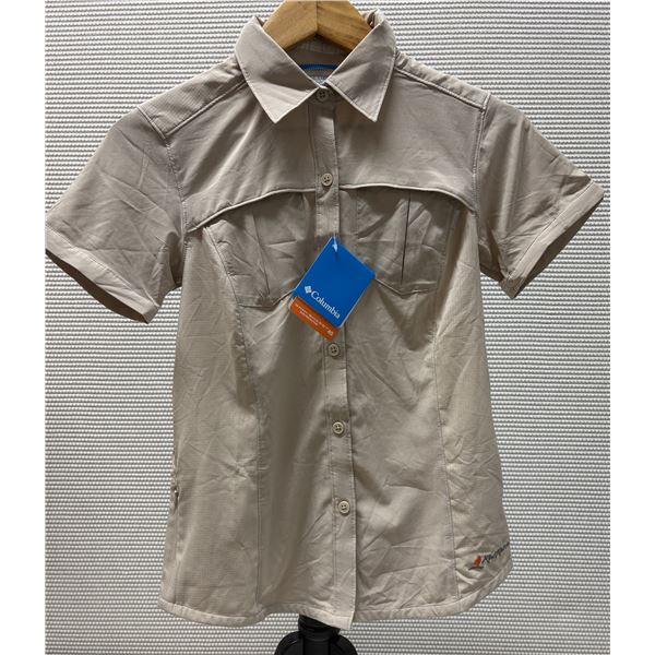 Women's Size XS Fossil Khaki/Beige Saturday Trail Short Sleeve Shirt
