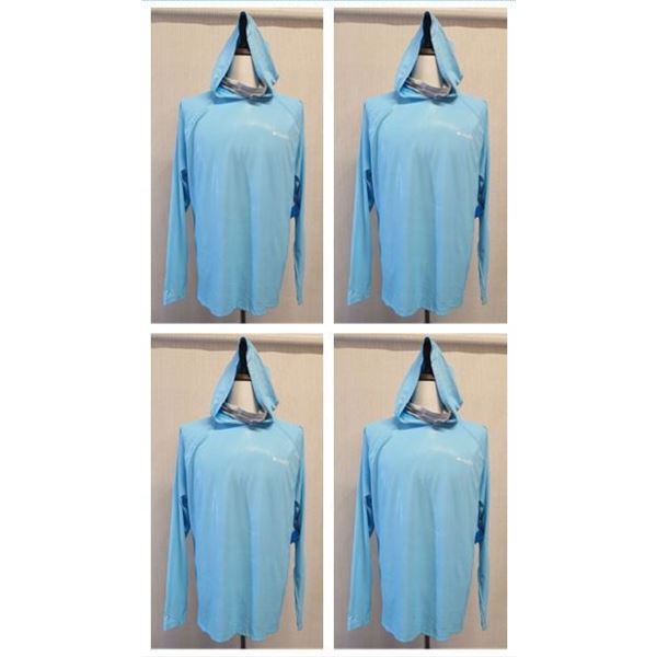 Qty 4 Men's Size S Terminal Deflector Zero Hoodie SPF 50, Basic Blue